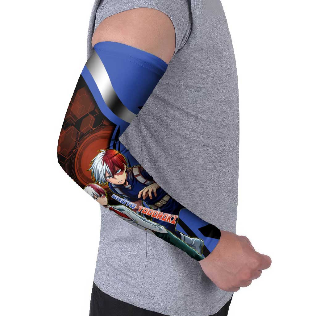 Shoto Todoroki Arm Sleeves Split Fire and Ice Anime Illustration with Elemental Energy Effects