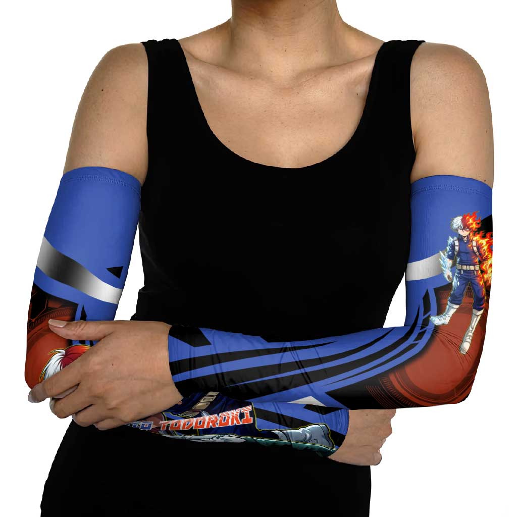 Shoto Todoroki Arm Sleeves Split Fire and Ice Anime Illustration with Elemental Energy Effects