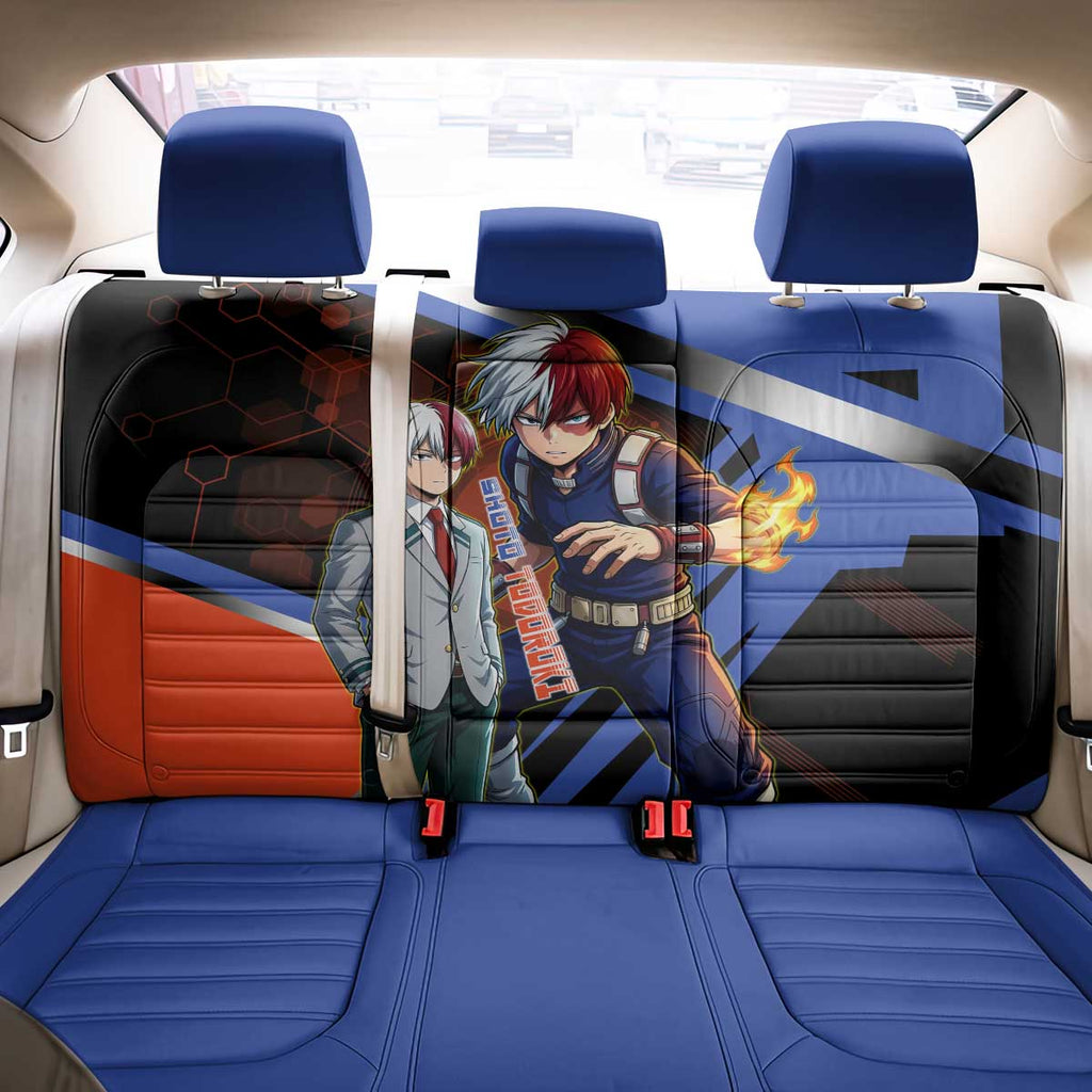 Shoto Todoroki Back Car Seat Cover Split Fire and Ice Anime Illustration with Elemental Energy Effects
