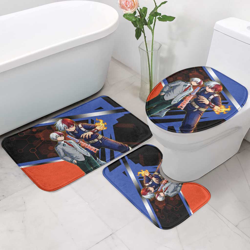 Shoto Todoroki Bathroom Set Split Fire and Ice Anime Illustration with Elemental Energy Effects