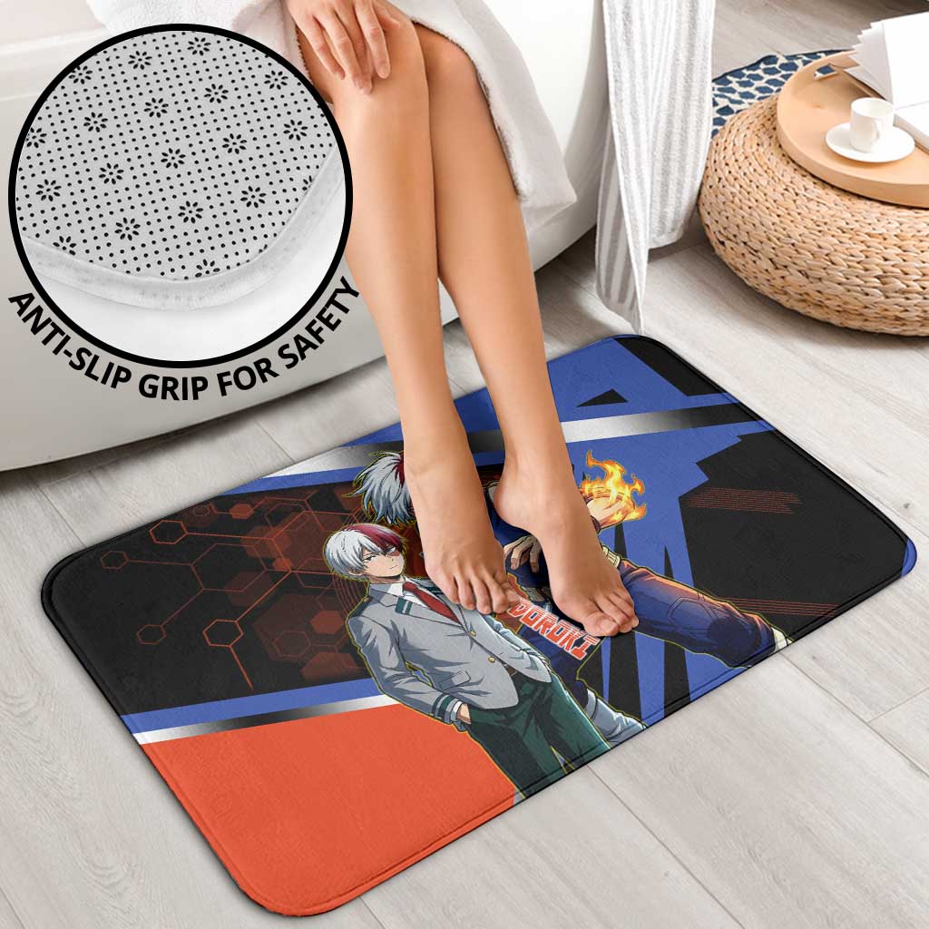 Shoto Todoroki Bathroom Set Split Fire and Ice Anime Illustration with Elemental Energy Effects