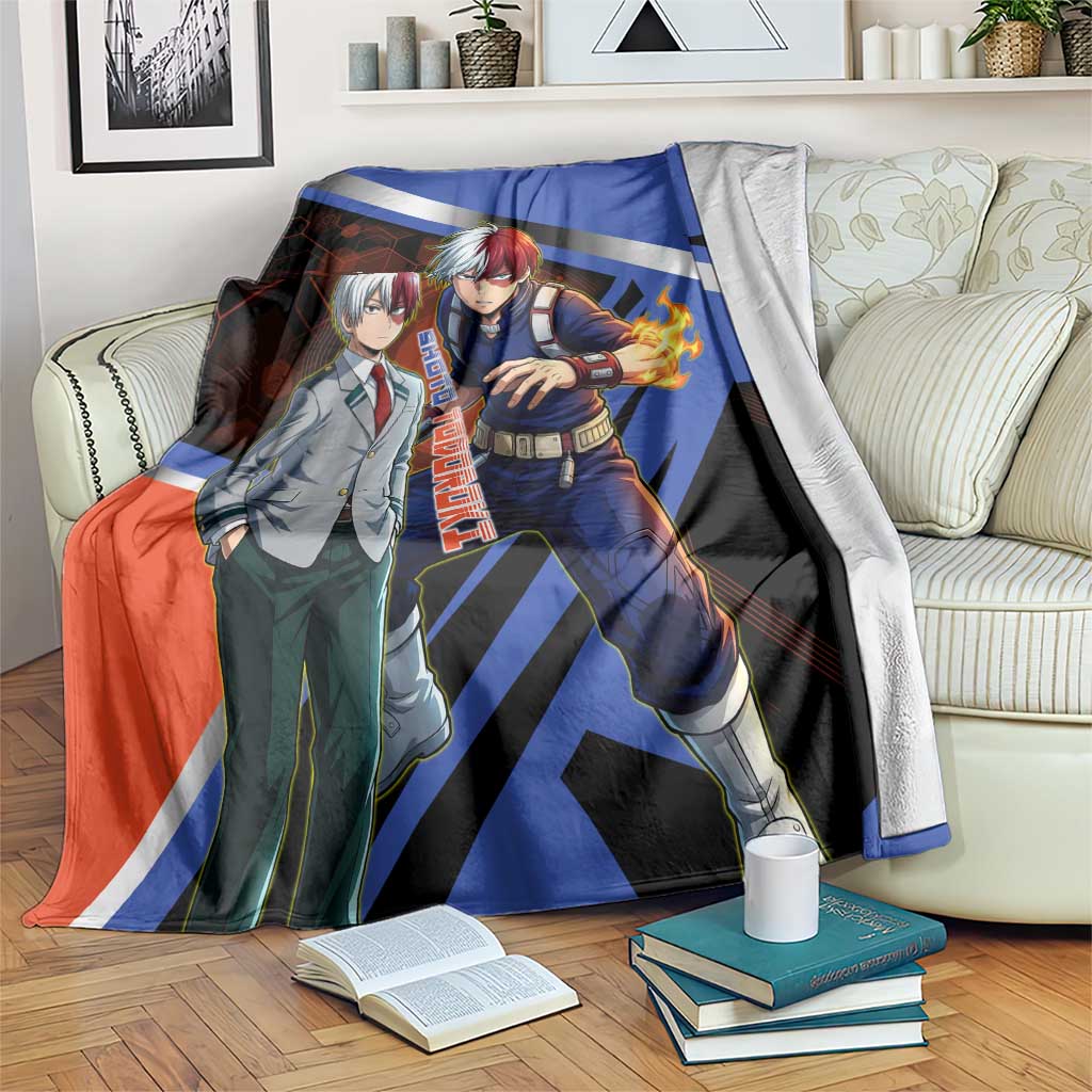 Shoto Todoroki Blanket Split Fire and Ice Anime Illustration with Elemental Energy Effects