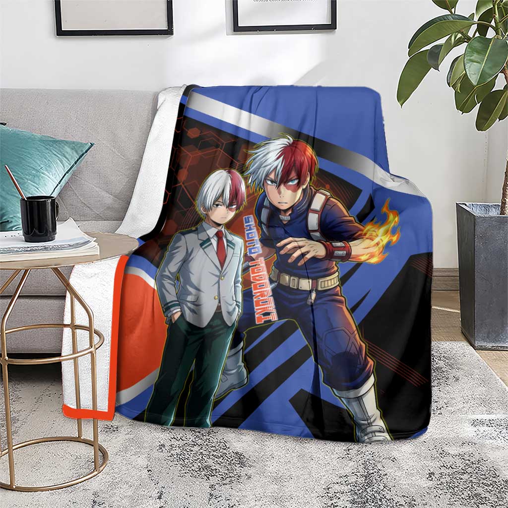 Shoto Todoroki Blanket Split Fire and Ice Anime Illustration with Elemental Energy Effects