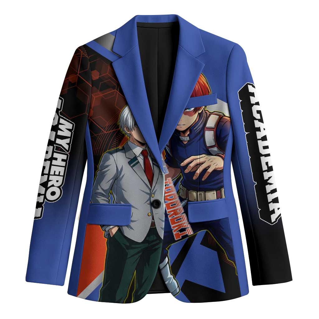 Shoto Todoroki Blazer Split Fire and Ice Anime Illustration with Elemental Energy Effects