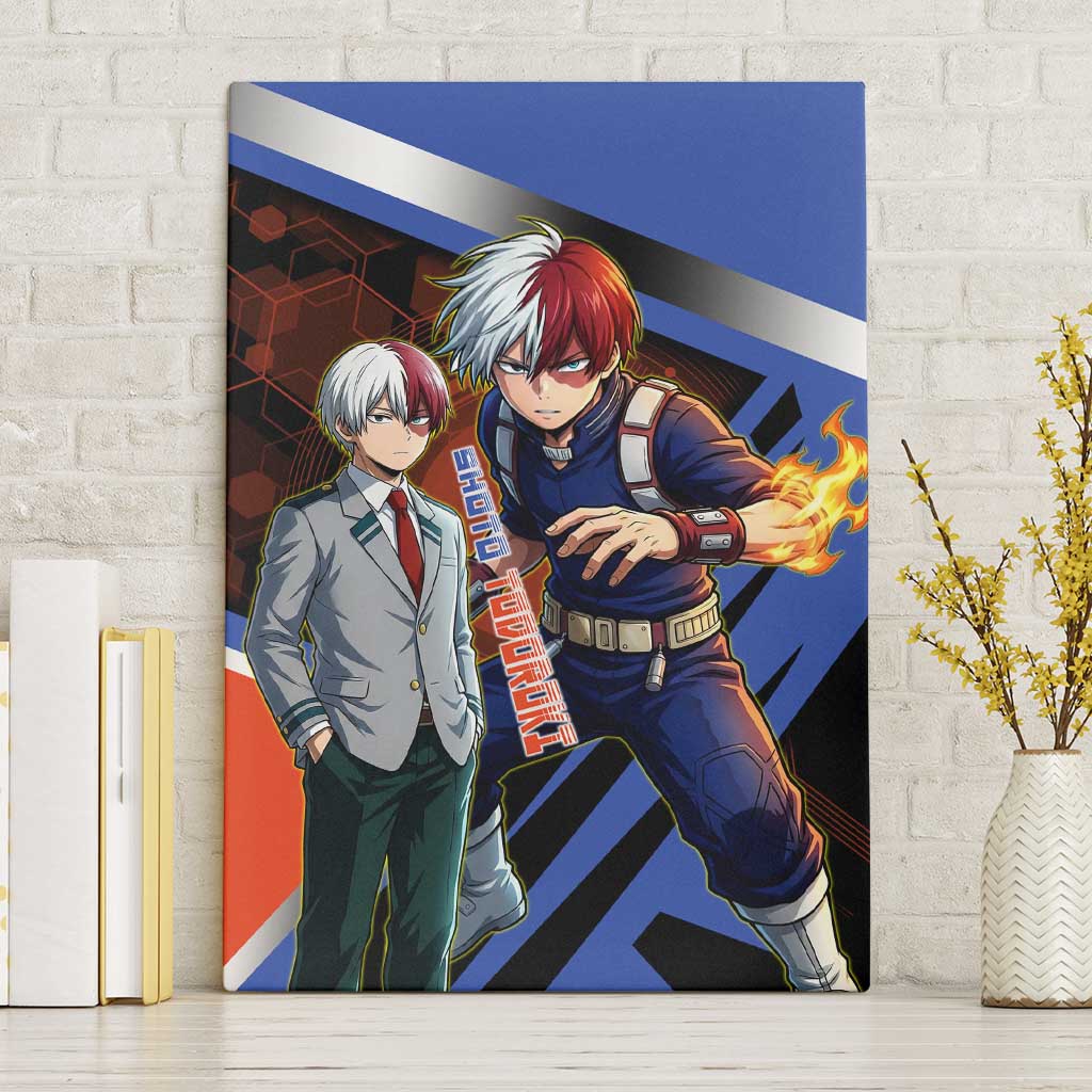 Shoto Todoroki Canvas Wall Art Split Fire and Ice Anime Illustration with Elemental Energy Effects