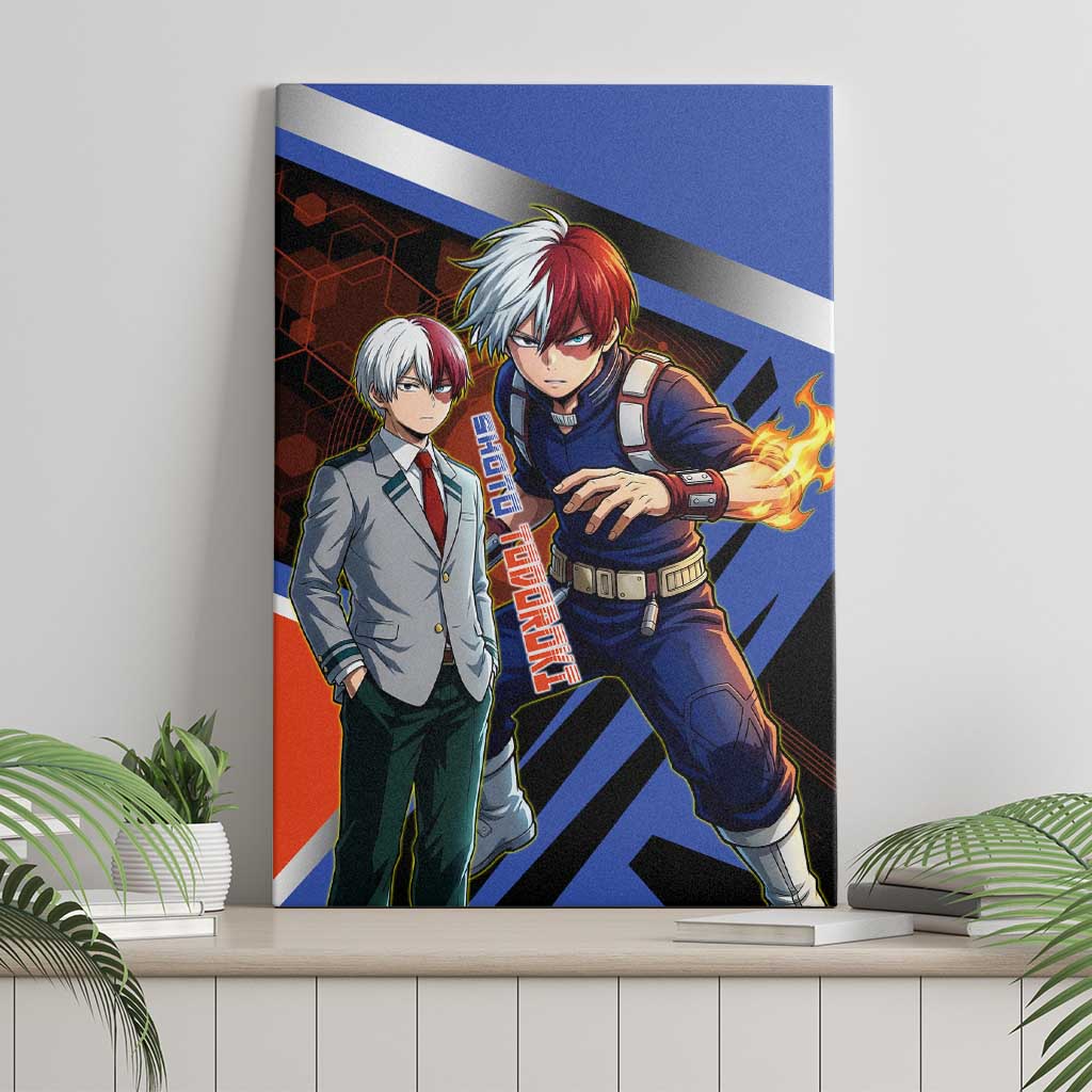 Shoto Todoroki Canvas Wall Art Split Fire and Ice Anime Illustration with Elemental Energy Effects