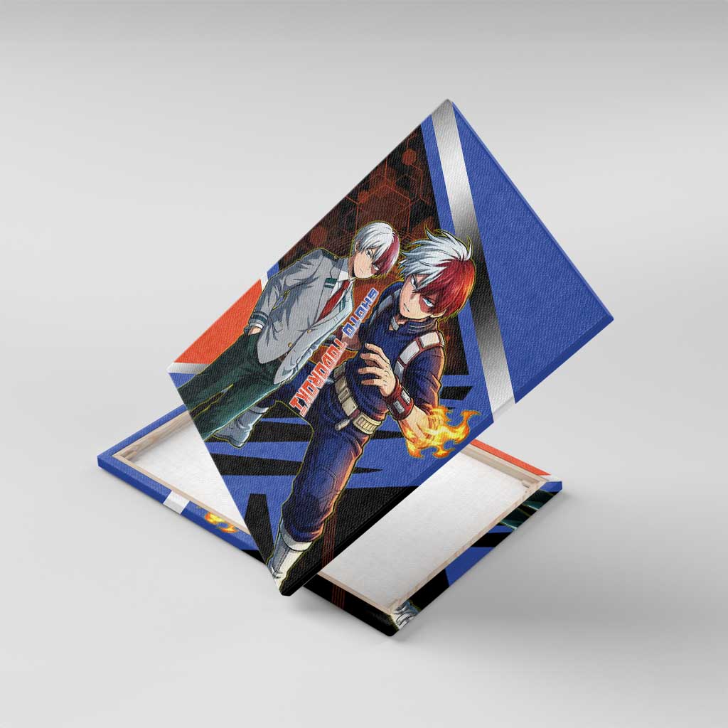 Shoto Todoroki Canvas Wall Art Split Fire and Ice Anime Illustration with Elemental Energy Effects