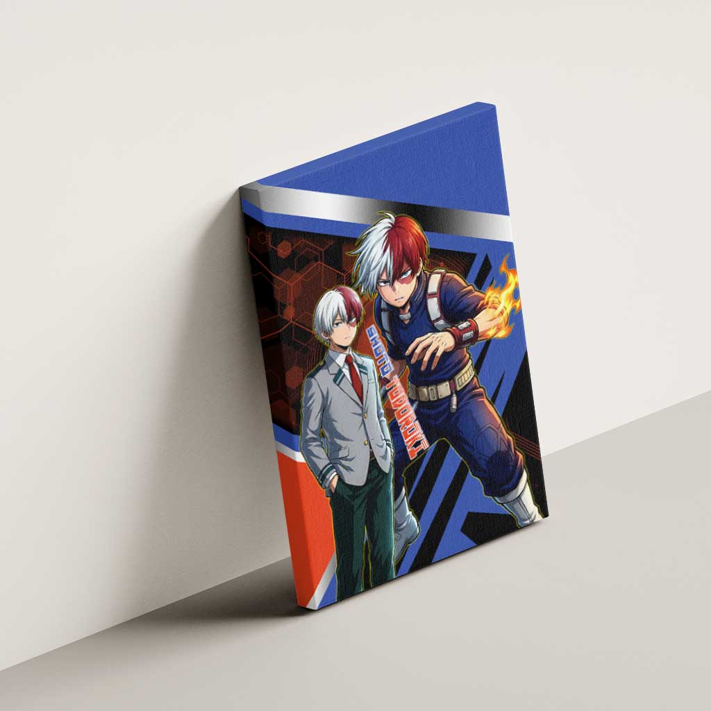 Shoto Todoroki Canvas Wall Art Split Fire and Ice Anime Illustration with Elemental Energy Effects