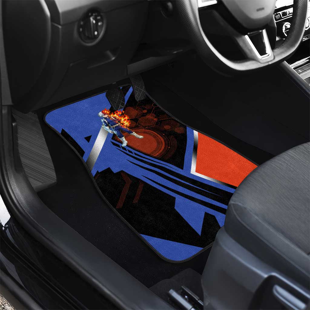 Shoto Todoroki Car Mats Split Fire and Ice Anime Illustration with Elemental Energy Effects