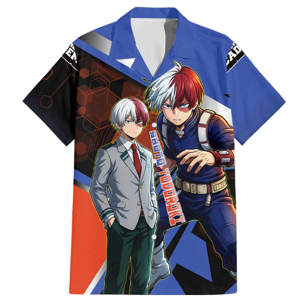 Shoto Todoroki Family Matching Mermaid Dress and Hawaiian Shirt Split Fire and Ice Anime Illustration with Elemental Energy Effects