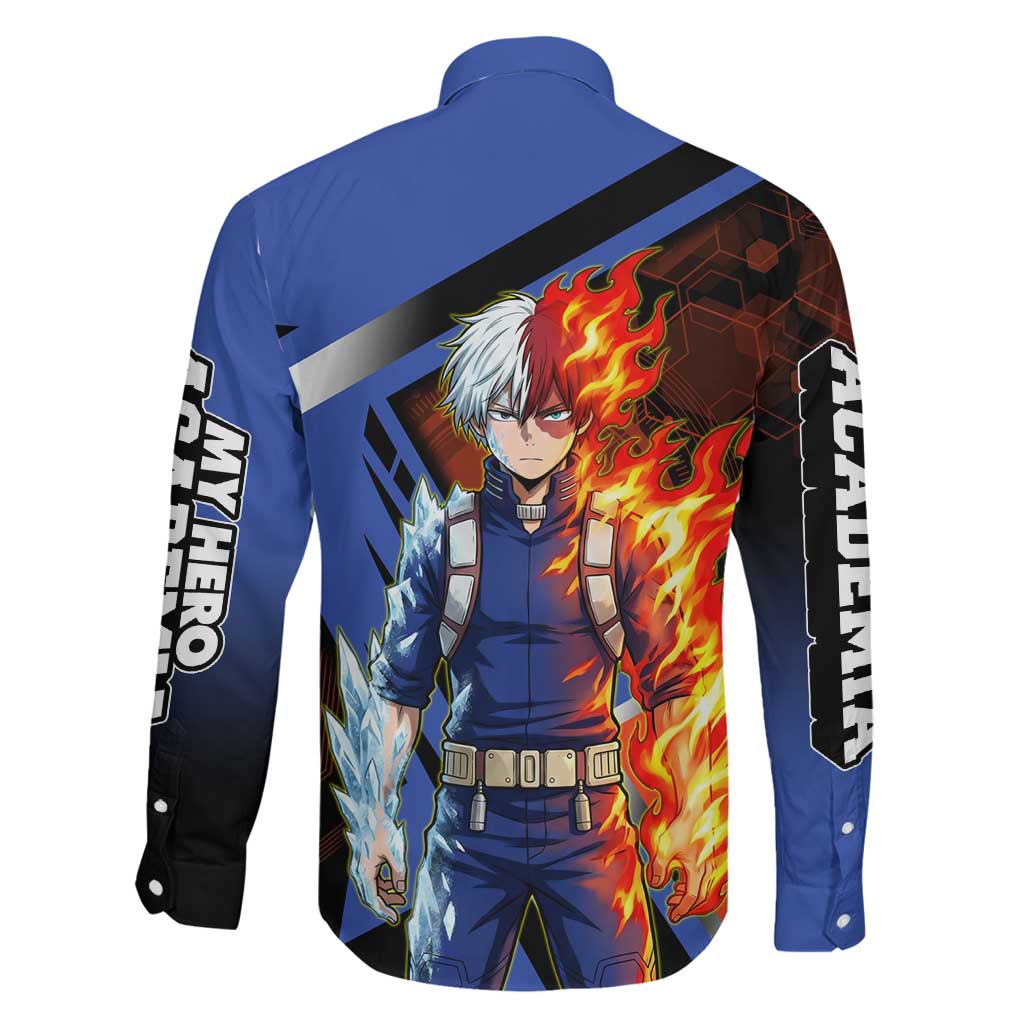 Shoto Todoroki Family Matching Puletasi and Hawaiian Shirt Split Fire and Ice Anime Illustration with Elemental Energy Effects
