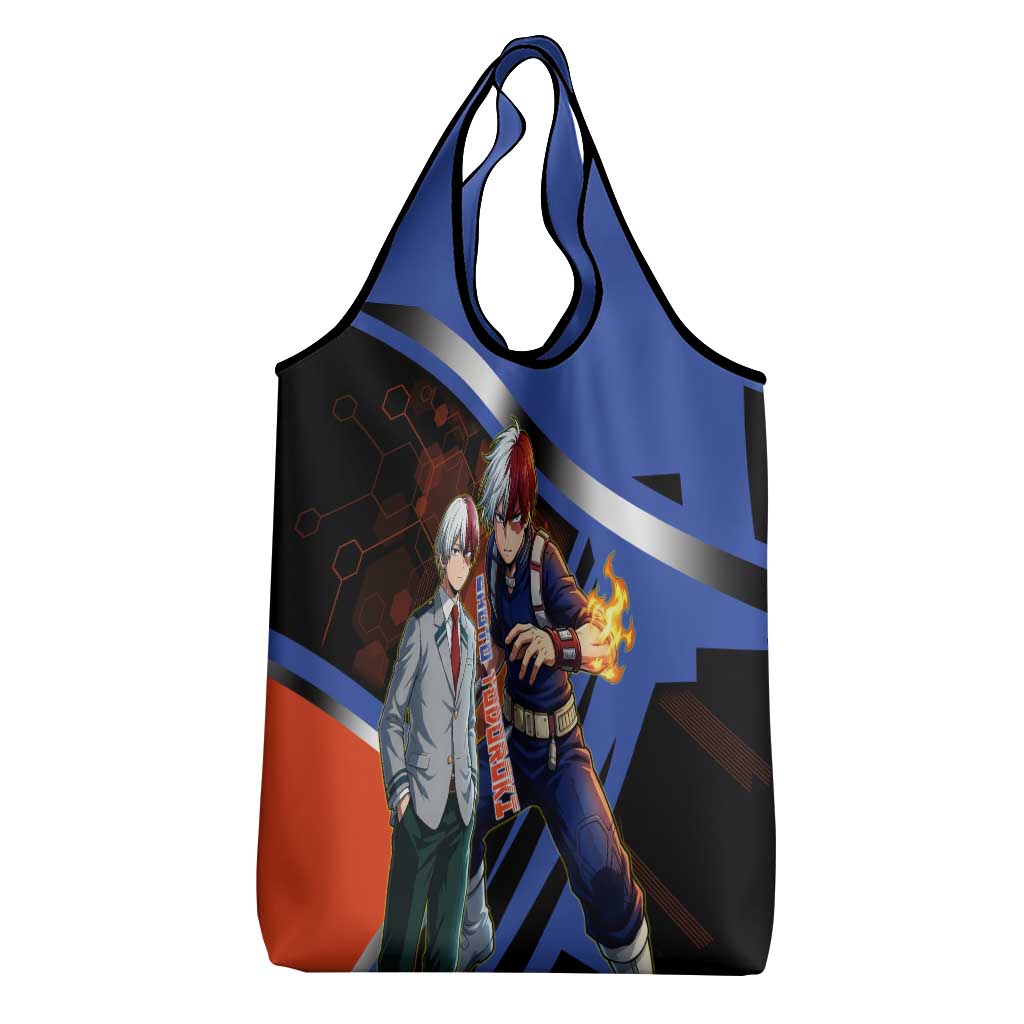 Shoto Todoroki Grocery Bag Split Fire and Ice Anime Illustration with Elemental Energy Effects
