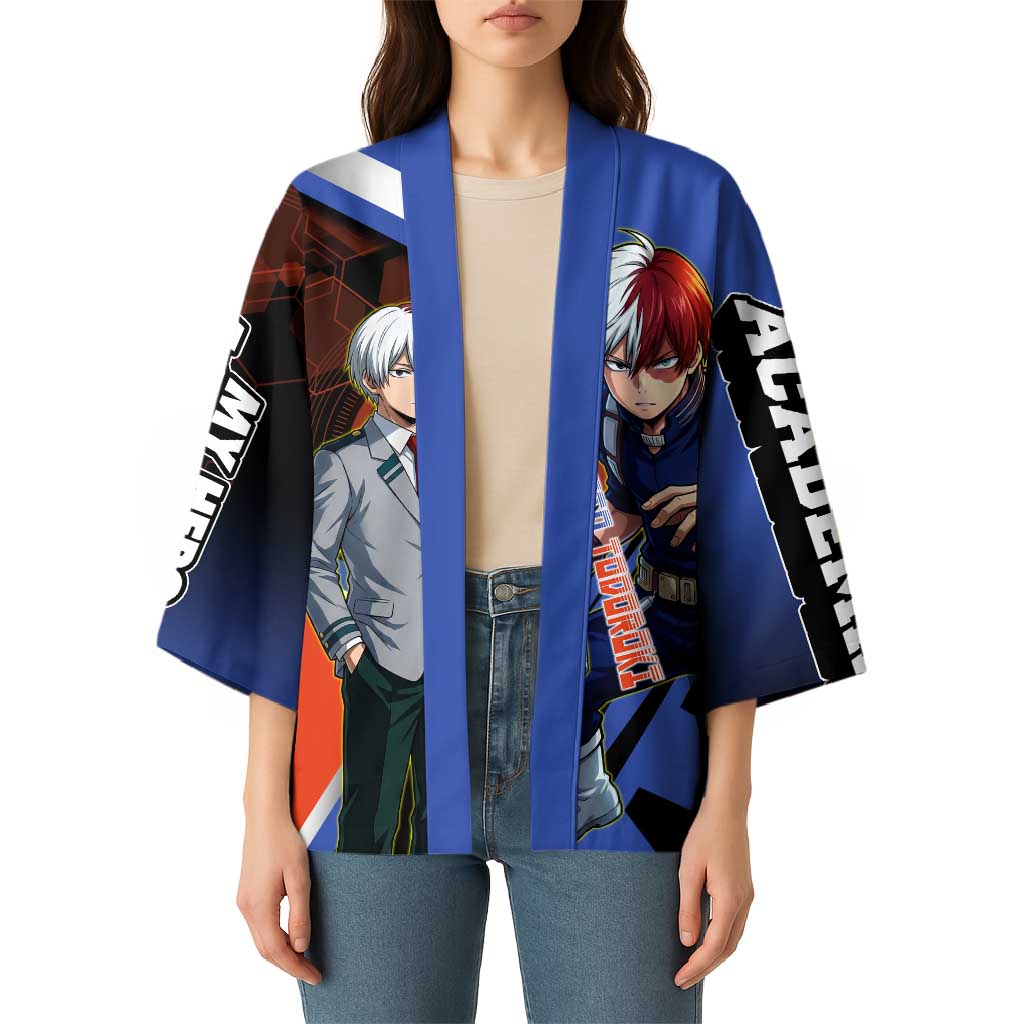 Shoto Todoroki Kimono Split Fire and Ice Anime Illustration with Elemental Energy Effects