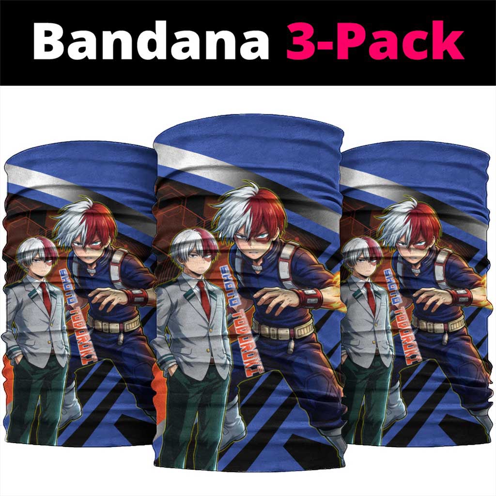 Shoto Todoroki Neck Gaiter Split Fire and Ice Anime Illustration with Elemental Energy Effects