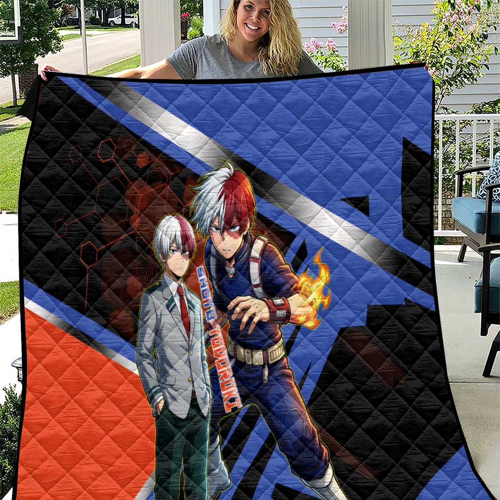 Shoto Todoroki Quilt Split Fire and Ice Anime Illustration with Elemental Energy Effects