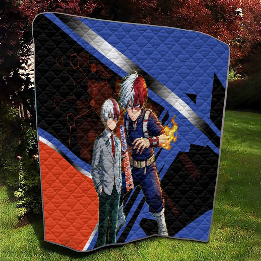 Shoto Todoroki Quilt Split Fire and Ice Anime Illustration with Elemental Energy Effects