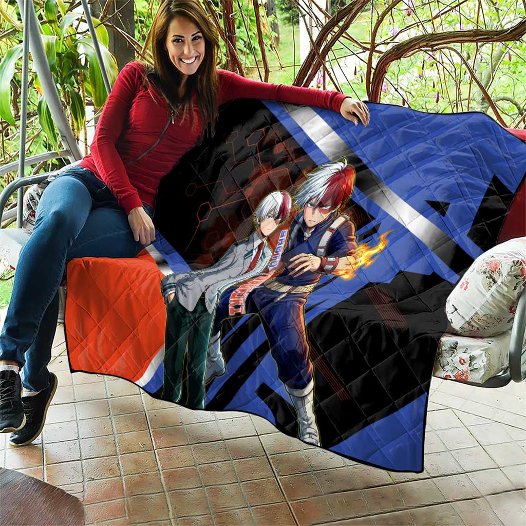 Shoto Todoroki Quilt Split Fire and Ice Anime Illustration with Elemental Energy Effects