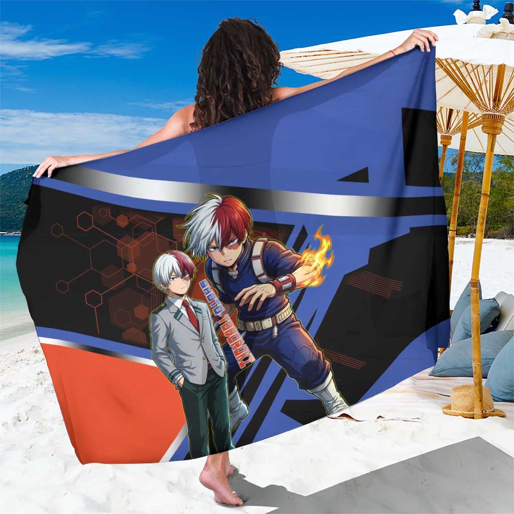 Shoto Todoroki Sarong Split Fire and Ice Anime Illustration with Elemental Energy Effects
