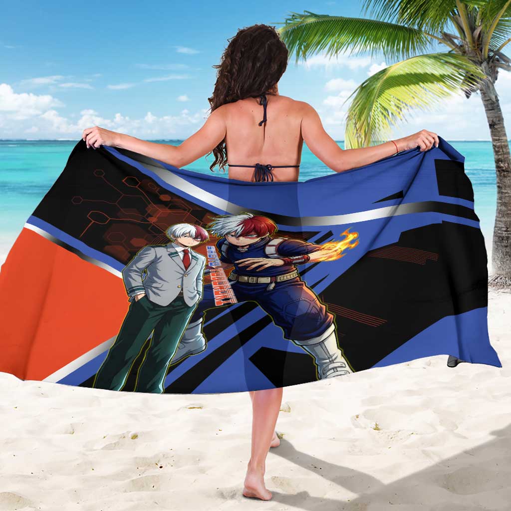 Shoto Todoroki Sarong Split Fire and Ice Anime Illustration with Elemental Energy Effects
