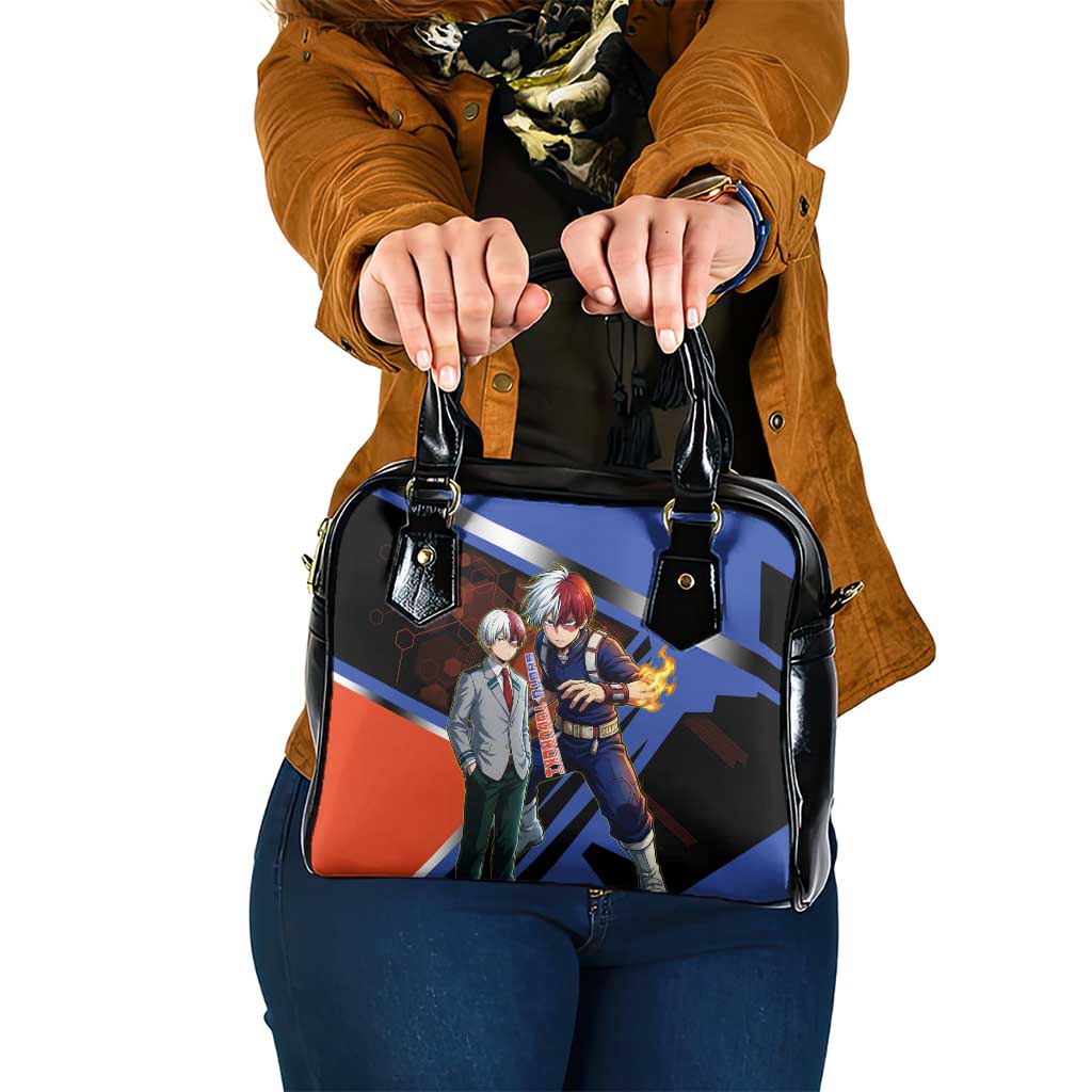 Shoto Todoroki Shoulder Handbag Split Fire and Ice Anime Illustration with Elemental Energy Effects