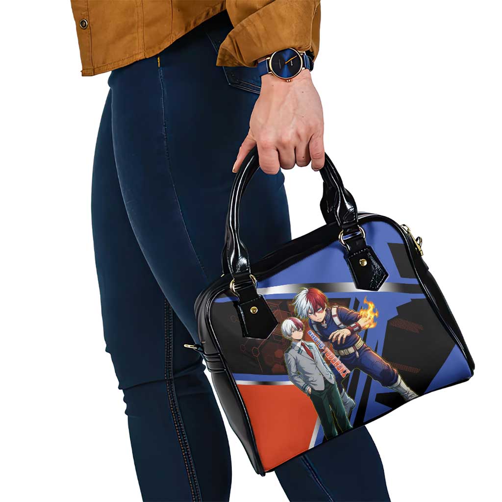 Shoto Todoroki Shoulder Handbag Split Fire and Ice Anime Illustration with Elemental Energy Effects