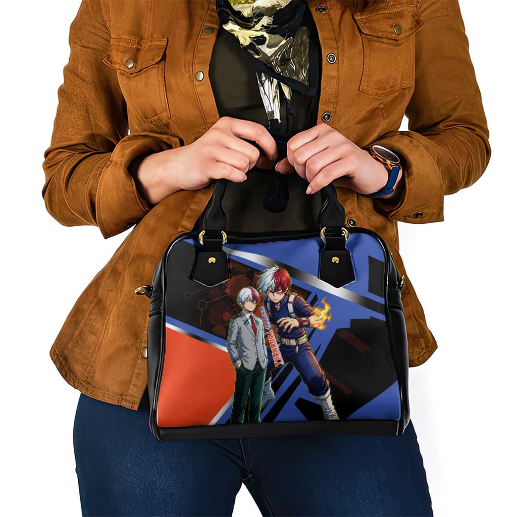Shoto Todoroki Shoulder Handbag Split Fire and Ice Anime Illustration with Elemental Energy Effects