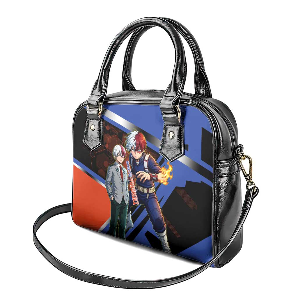 Shoto Todoroki Shoulder Handbag Split Fire and Ice Anime Illustration with Elemental Energy Effects