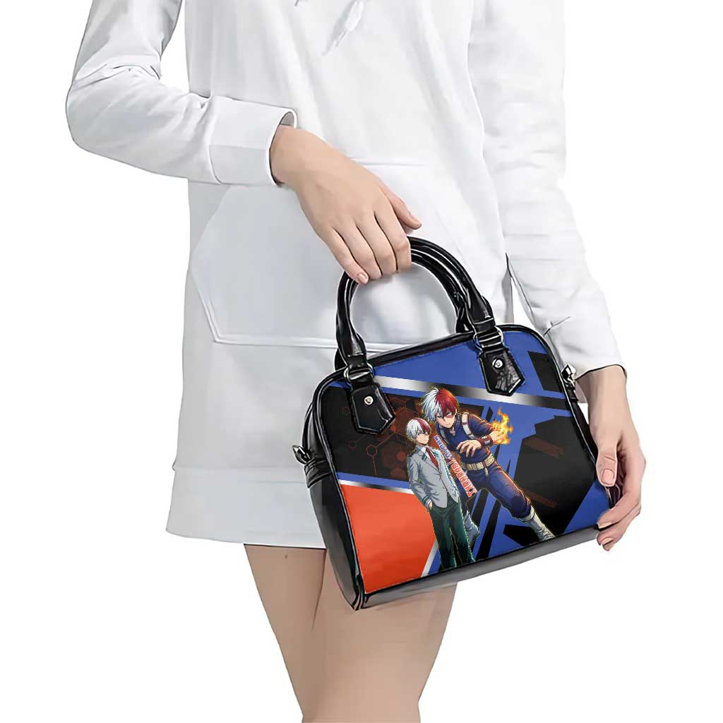 Shoto Todoroki Shoulder Handbag Split Fire and Ice Anime Illustration with Elemental Energy Effects