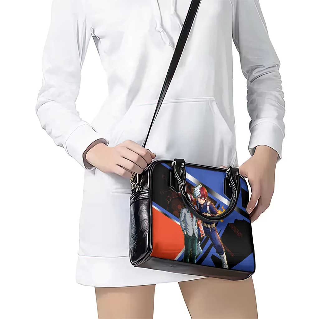 Shoto Todoroki Shoulder Handbag Split Fire and Ice Anime Illustration with Elemental Energy Effects