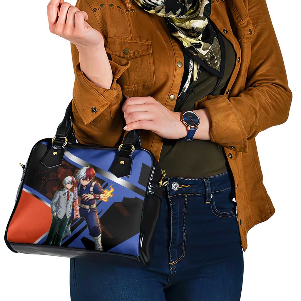 Shoto Todoroki Shoulder Handbag Split Fire and Ice Anime Illustration with Elemental Energy Effects