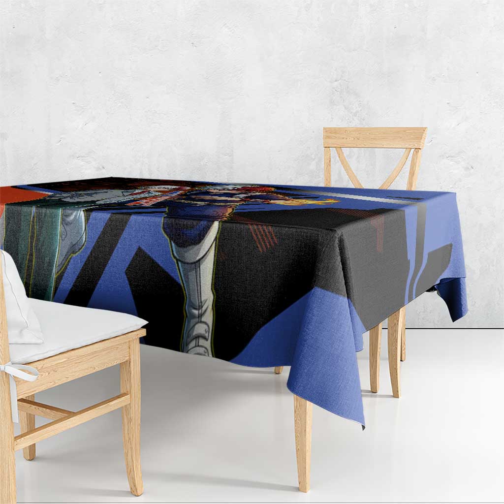Shoto Todoroki Tablecloth Split Fire and Ice Anime Illustration with Elemental Energy Effects
