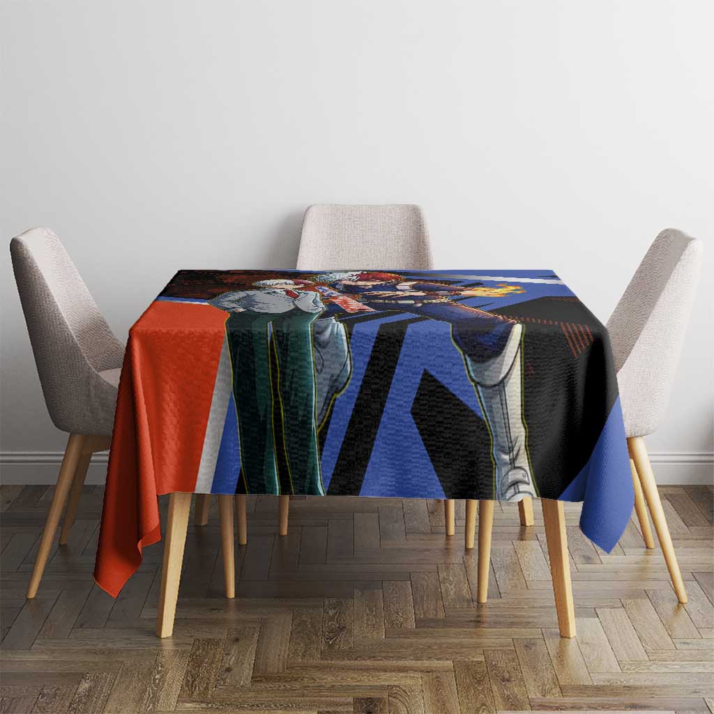 Shoto Todoroki Tablecloth Split Fire and Ice Anime Illustration with Elemental Energy Effects