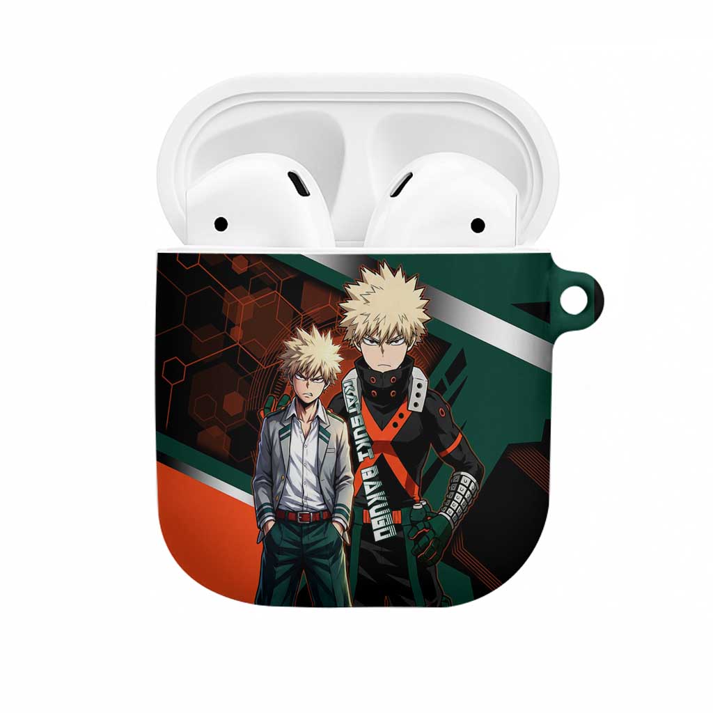 Katsuki Bakugo AirPods Case Explosive Anime Action Illustration with Fiery Combat Effects
