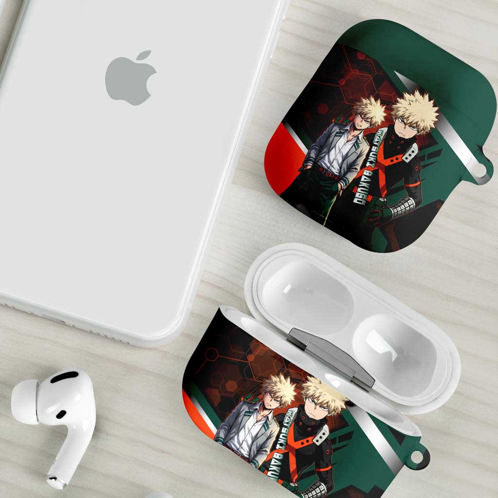 Katsuki Bakugo AirPods Case Explosive Anime Action Illustration with Fiery Combat Effects