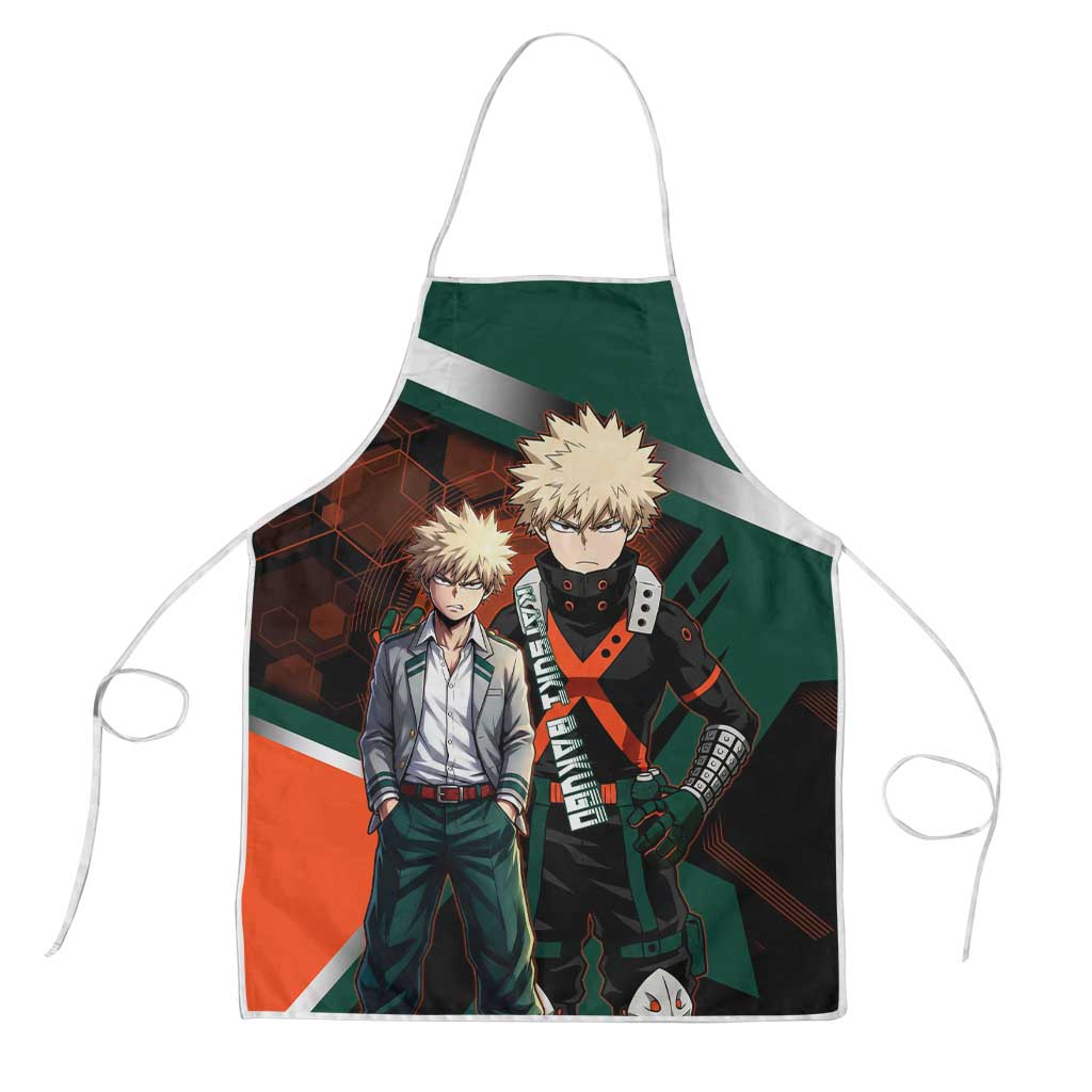 Katsuki Bakugo Apron Explosive Anime Action Illustration with Fiery Combat Effects