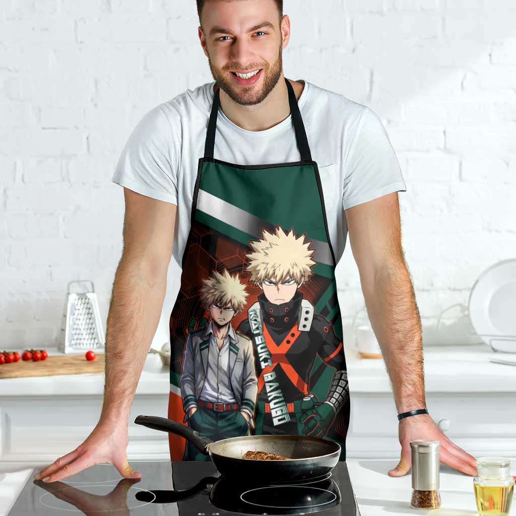 Katsuki Bakugo Apron Explosive Anime Action Illustration with Fiery Combat Effects