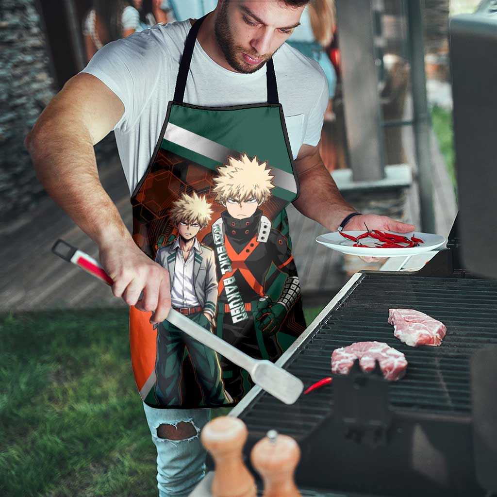 Katsuki Bakugo Apron Explosive Anime Action Illustration with Fiery Combat Effects