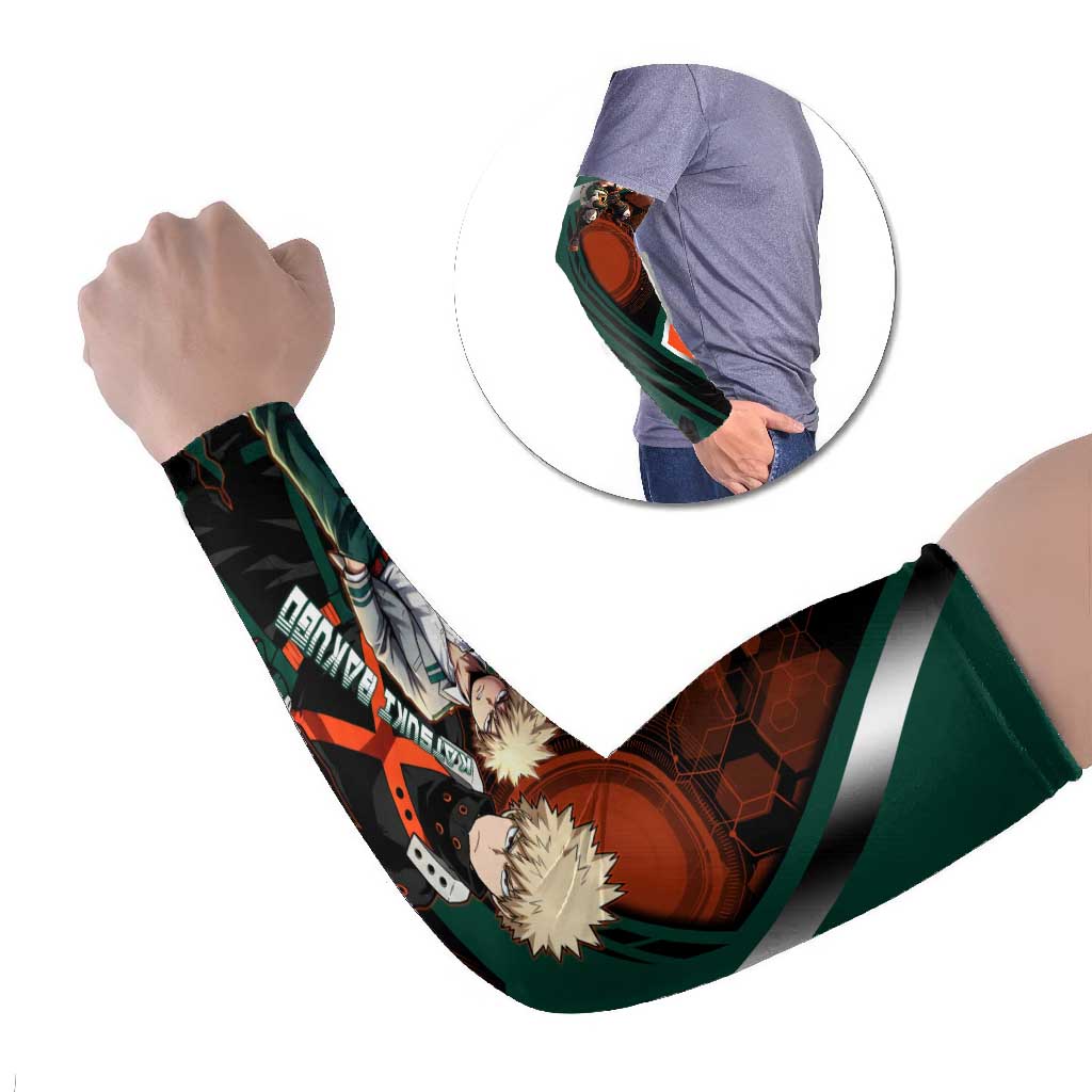 Katsuki Bakugo Arm Sleeves Explosive Anime Action Illustration with Fiery Combat Effects