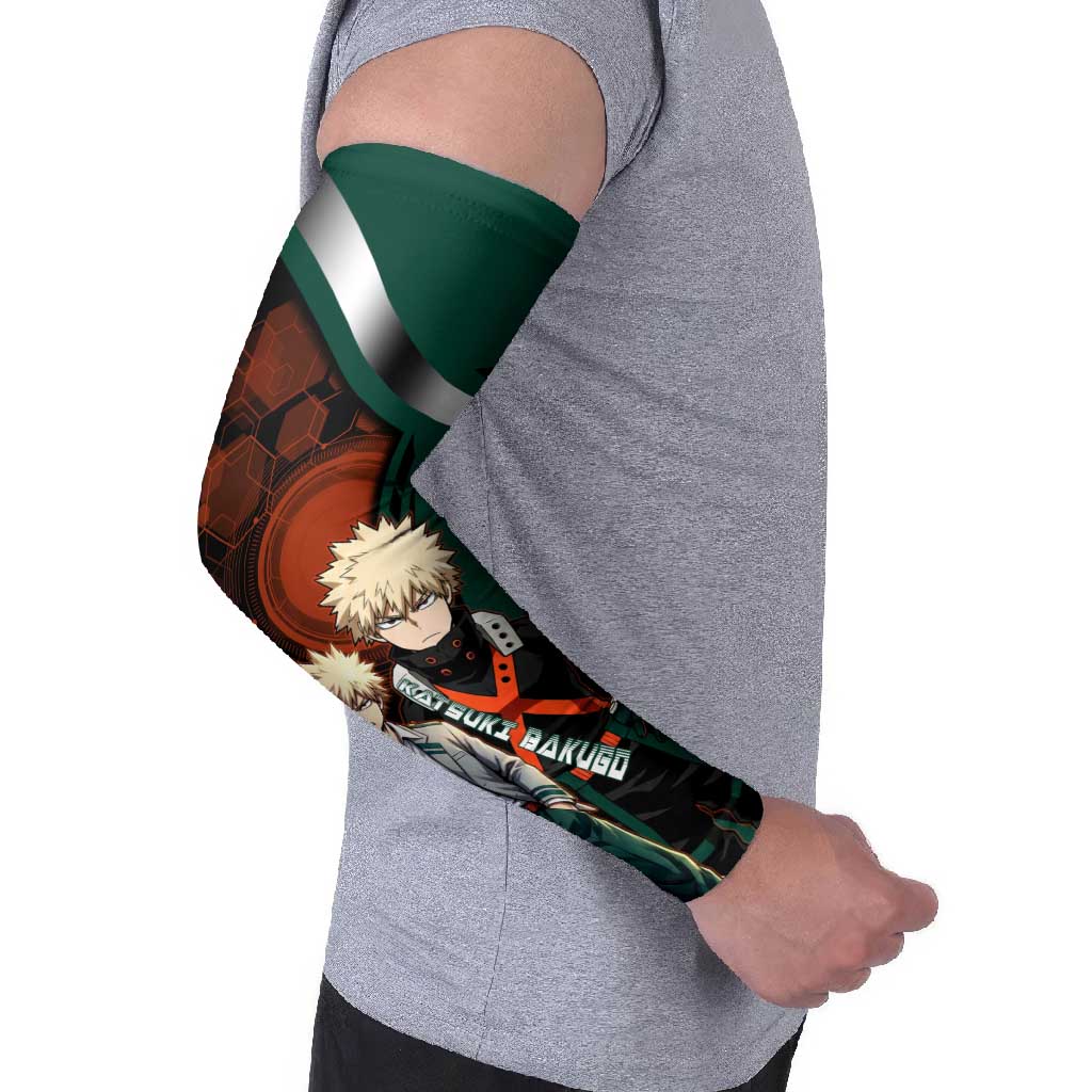 Katsuki Bakugo Arm Sleeves Explosive Anime Action Illustration with Fiery Combat Effects