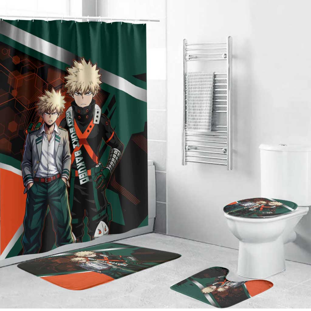 Katsuki Bakugo Bathroom Set Explosive Anime Action Illustration with Fiery Combat Effects