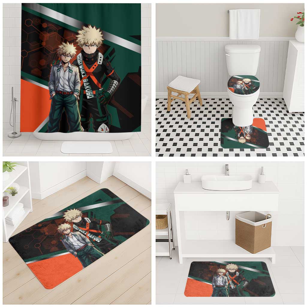 Katsuki Bakugo Bathroom Set Explosive Anime Action Illustration with Fiery Combat Effects