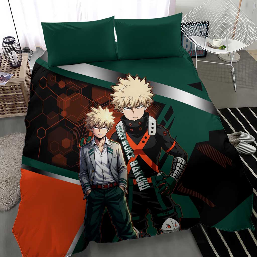 Katsuki Bakugo Bedding Set Explosive Anime Action Illustration with Fiery Combat Effects