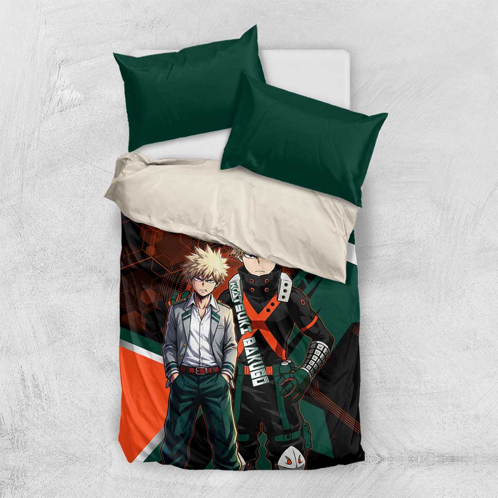 Katsuki Bakugo Bedding Set Explosive Anime Action Illustration with Fiery Combat Effects