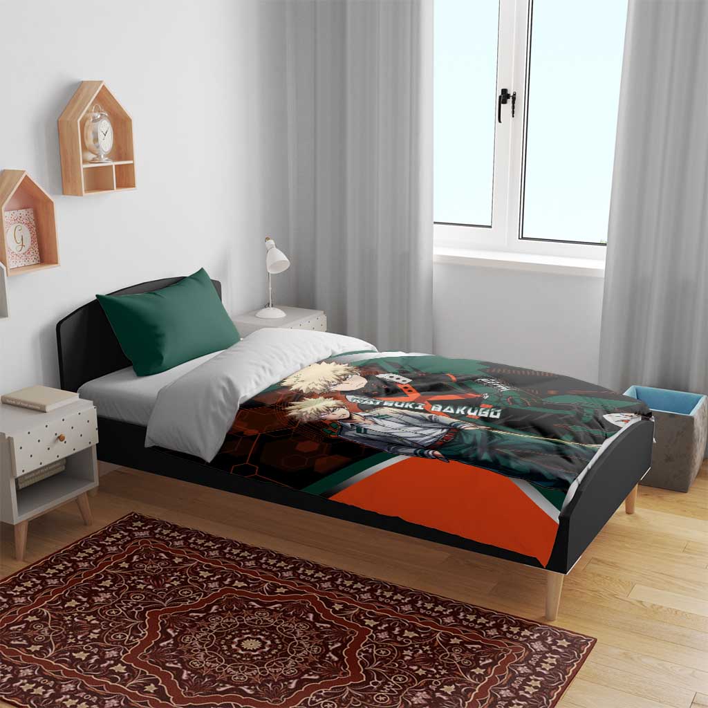 Katsuki Bakugo Bedding Set Explosive Anime Action Illustration with Fiery Combat Effects