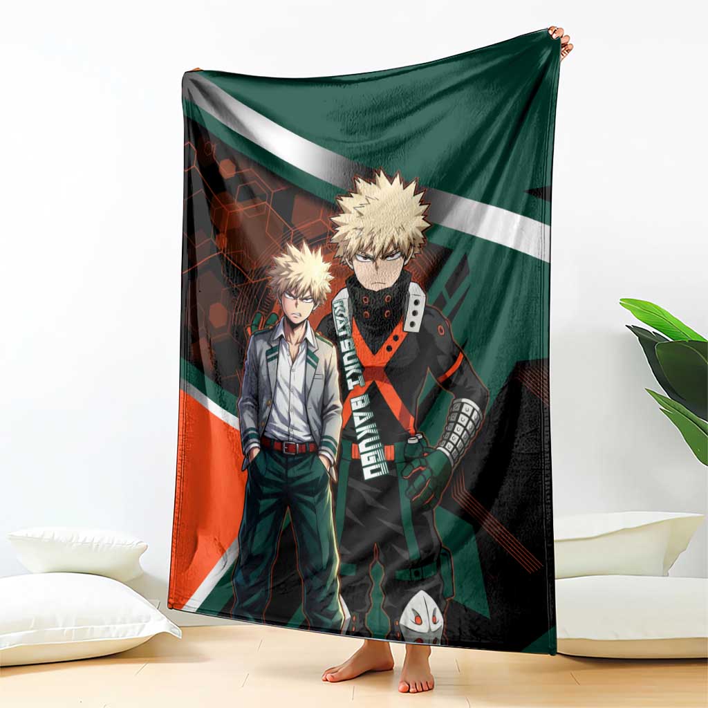 Katsuki Bakugo Blanket Explosive Anime Action Illustration with Fiery Combat Effects