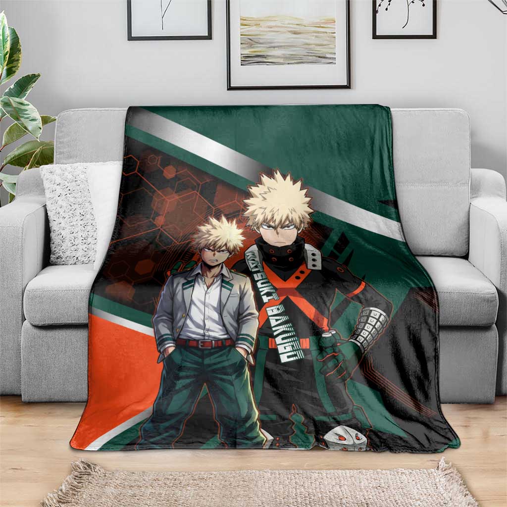 Katsuki Bakugo Blanket Explosive Anime Action Illustration with Fiery Combat Effects