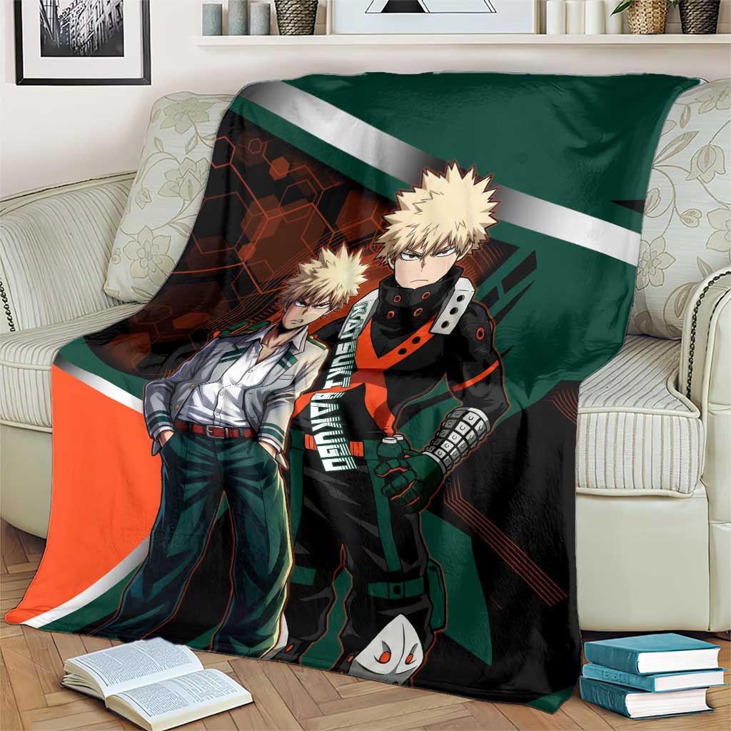 Katsuki Bakugo Blanket Explosive Anime Action Illustration with Fiery Combat Effects