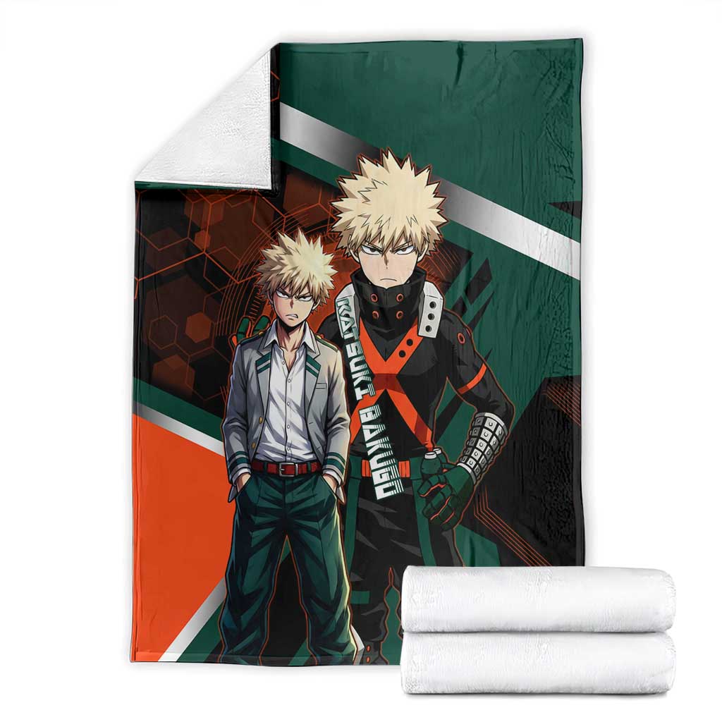 Katsuki Bakugo Blanket Explosive Anime Action Illustration with Fiery Combat Effects