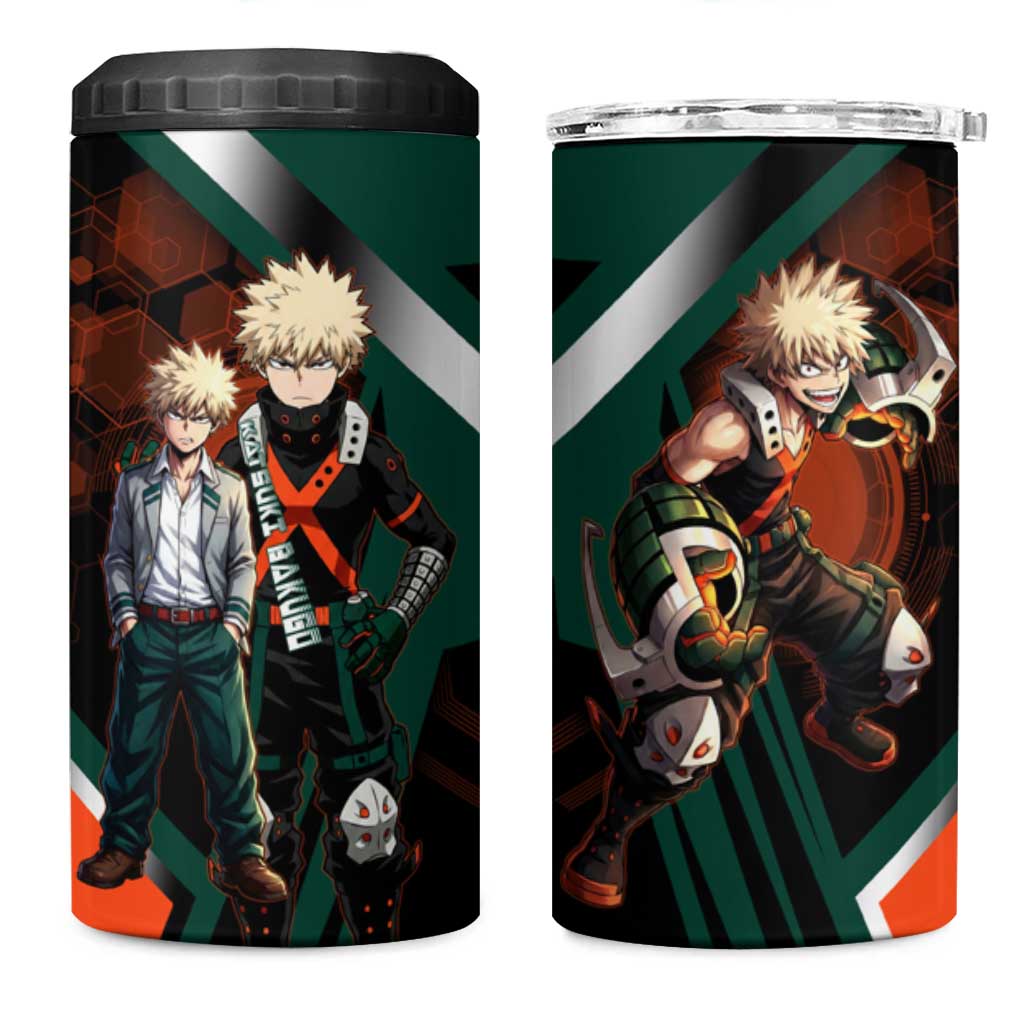 Katsuki Bakugo 4 in 1 Can Cooler Tumbler Explosive Anime Action Illustration with Fiery Combat Effects