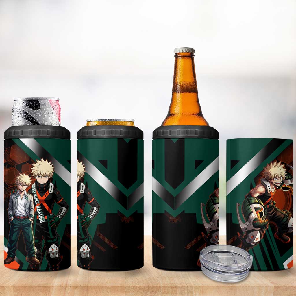 Katsuki Bakugo 4 in 1 Can Cooler Tumbler Explosive Anime Action Illustration with Fiery Combat Effects